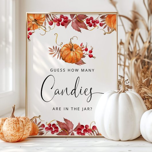 Poster Petite baie citrouille devinez combien de bonbons