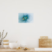 Poster Petite Beauté Moderne Bleu Or Fractal Art Flower (Cuisine)