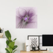 Poster Petite Beauté Moderne Mauve Grey Fractal Art Flowe (Bureau à domicile)