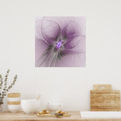 Poster Petite Beauté Moderne Mauve Grey Fractal Art Flowe (Cuisine)