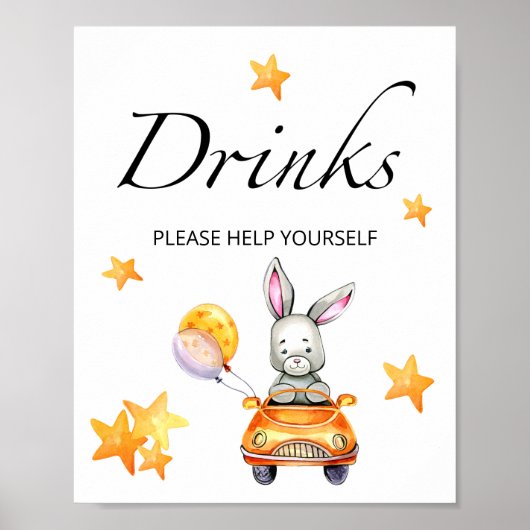 Poster Petite boisson lapin (Devant)