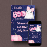 Poster Petite botte Halloween fille baby shower signe de<br><div class="desc">Petit boo Halloween mignon bébé fille fantôme baby shower de bienvenue affiche d'accueil téléchargement numérique modèle. Un mignon fantôme de bébé avec un arc-en-ciel rose aquarelle citrouille sur un arrière - plan de nuit étoilé foncé pour le décor d'entrée de baby shower à thème Halloween.</div>