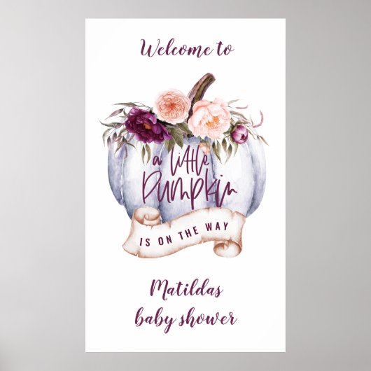 Poster Petite cascade citrouille baby shower de chute (Devant)