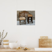 Poster Petite chaise et tabouret, Pienza, Italie (Cuisine)
