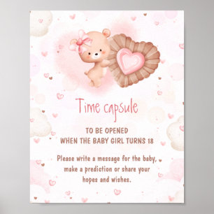 Poster Petite Chérie Rose Baby Shower Jeu Capsule Tempore