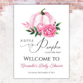 Poster Petite Citrouille Rose Foncé Fête de Bébé Rustique