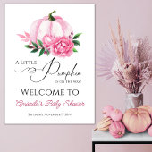 Poster Petite Citrouille Rose Foncé Fête de Bébé Rustique