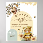 Poster Petite couche de Baby shower de l'ours d'abeille m (Devant)