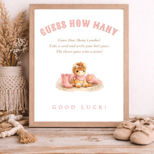 Poster Petite Cowgirl Baby Shower Jeu Devinez Combien