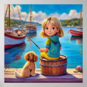 Poster Petite dame de pêche (Devant)