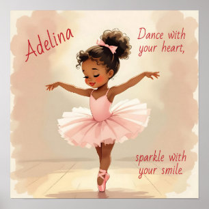 Poster Petite danseuse en tutu rose personnalisé
