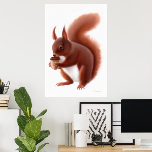 Poster Petite écureuil rouge (Bureau à domicile)
