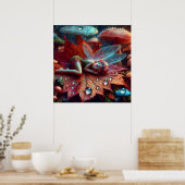 Poster Petite Fée Fantaisiste Endormie sur une Feuille (Cuisine)