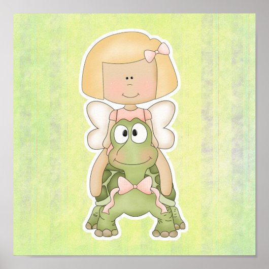 Poster Petite Fée Girl Riding Turtle (Devant)