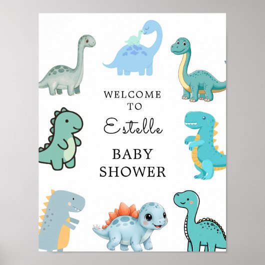 Poster Petite Fête de Bébé Dinosaure Mignon (Devant)