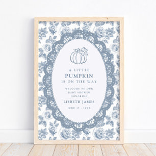 Poster Petite Fête de Naissance Citrouille Bleue