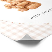 Poster Petite Fête de Naissance Ourson Marron Gingham (Coin)