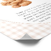 Poster Petite Fête de Naissance Ourson Marron Gingham (Coin)