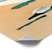 Poster Petite fille à la plage, aquarelle des vagues de l (Coin)