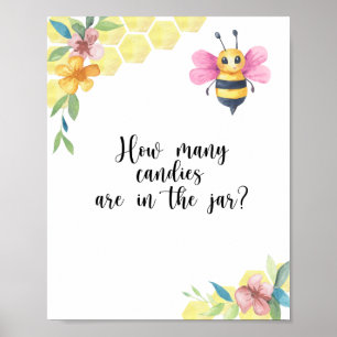 Poster Petite Fille Abeille Devinez combien de bonbons Af