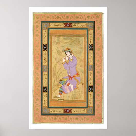 Poster Petite fille assise qui se fraie les cheveux en sa (Devant)