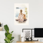 Poster Petite fille avec labrador (Bureau à domicile)