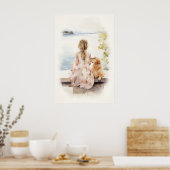 Poster Petite fille avec labrador (Cuisine)