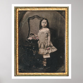 Poster Petite fille avec un panier de fleurs (40319)