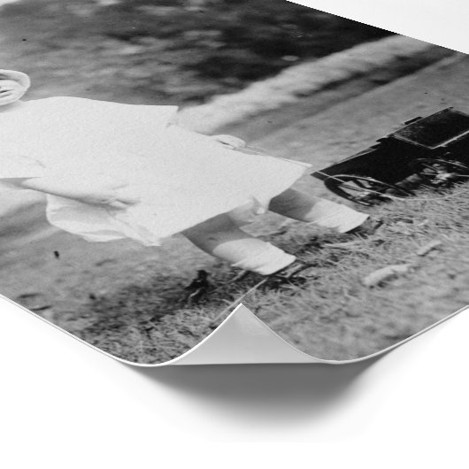 Poster Petite fille avec Wagon de jouet (Coin)