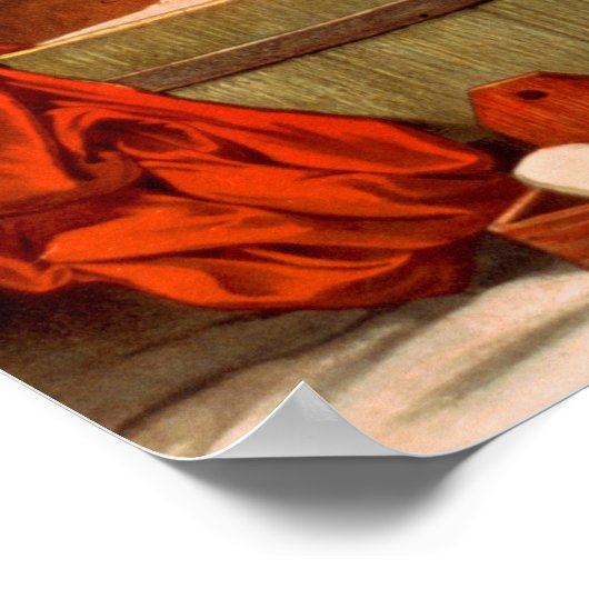 Poster Petite Fille Baigner Son Chien (Coin)