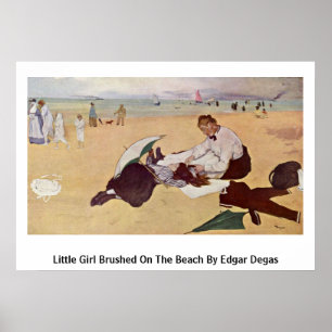 Poster Petite fille balayée sur la plage par Edgar Degas