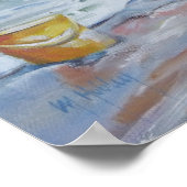 Poster Petite fille beachcomber avec seau jaune (Coin)