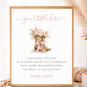 Poster Petite fille cow-girl Baby Shower Créer votre prop