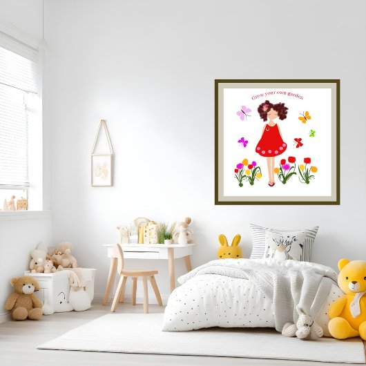 Poster Petite fille dans le jardin