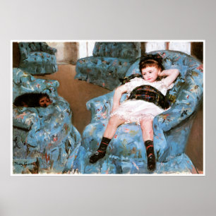 Poster Petite fille dans un fauteuil bleu, 1878 Mary Cass