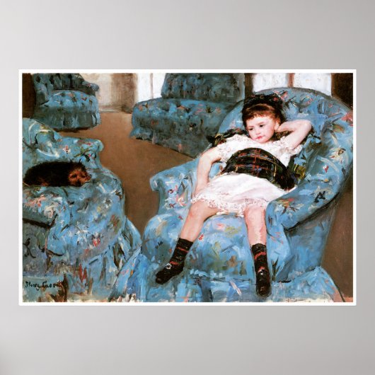 Poster Petite fille dans un fauteuil bleu, 1878 Mary Cass (Devant)