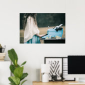 Poster Petite fille écrire une histoire (Bureau à domicile)