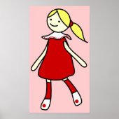 Poster Petite fille en robe rouge (Devant)