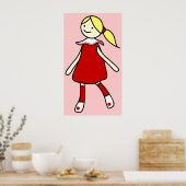Poster Petite fille en robe rouge (Cuisine)