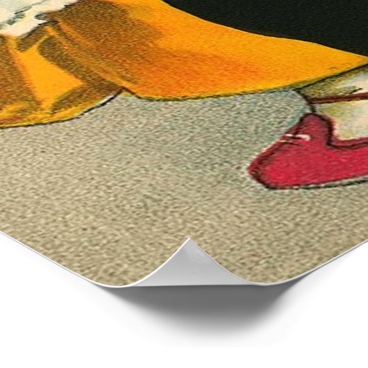 Poster Petite fille et chat (Coin)