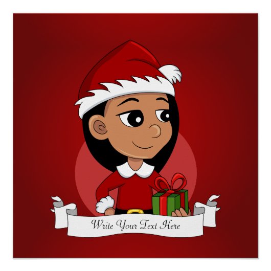 Poster Petite fille hispanique aux cheveux noirs longs (Devant)