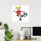 Poster Petite Fille Jouant Au Football (Bureau à domicile)