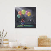 Poster Petite fille mignonne avec des ballons (Cuisine)