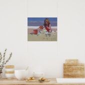 Poster Petite fille mignonne jouant dans le sable (Cuisine)