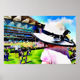 Poster Petite fille observant les courses à l'Ascot royal