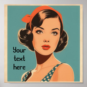 Poster Petite fille rétro avec texte personnalisé