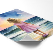 Poster Petite fille sur la plage aquarelle mur d'art (Coin)