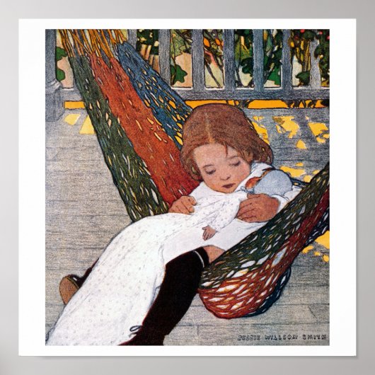 Poster Petite fille sur le hamac, Jessie Willcox Smith (Devant)