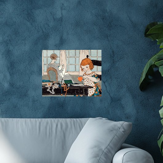 Poster Petite fille vintage Valentine pour mère