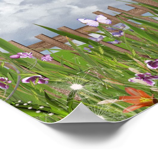 Poster Petite Fille Volant Un Cerf-volant (Coin)